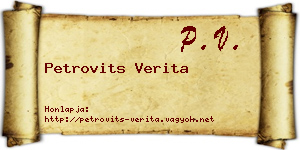 Petrovits Verita névjegykártya